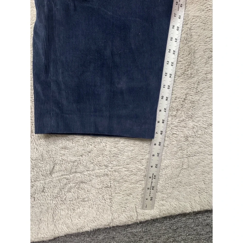 Mens Wide Wale Corduroy Pants 44x29.5 Lands' End Blue Pleated Relaxed Old Money - Picture 5 of 8